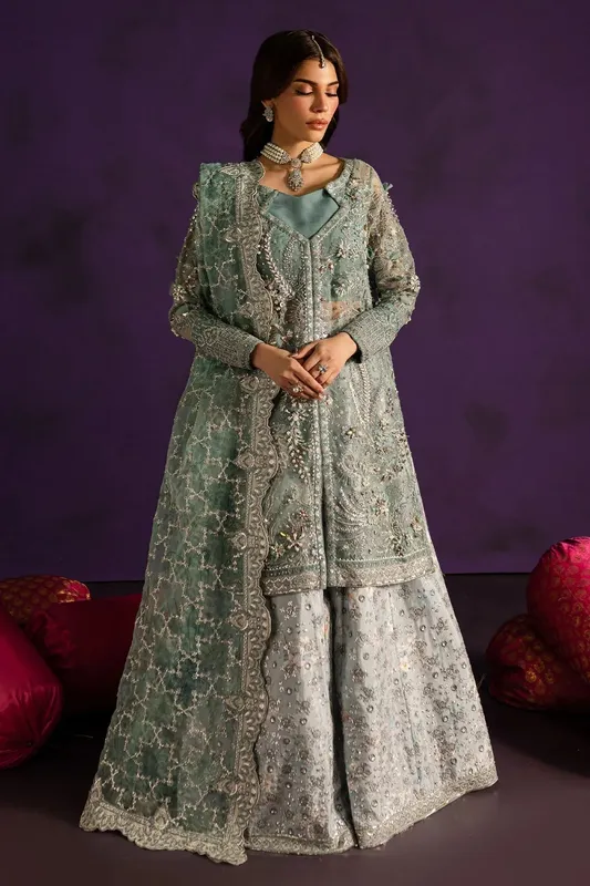 Nureh Wedding Formals 24 Ice Blue Organza – view 1 – Poshaq