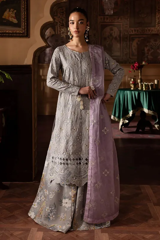 Nureh Nur Mahal Formals Light Lavender Organza – view 1 – Poshaq