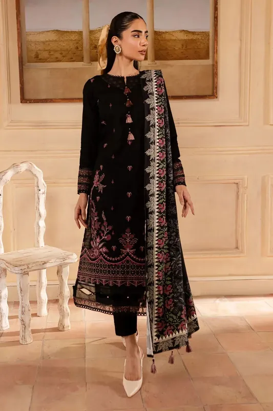 Nureh Shades of Winter Black Khaddar – view 1 – Poshaq