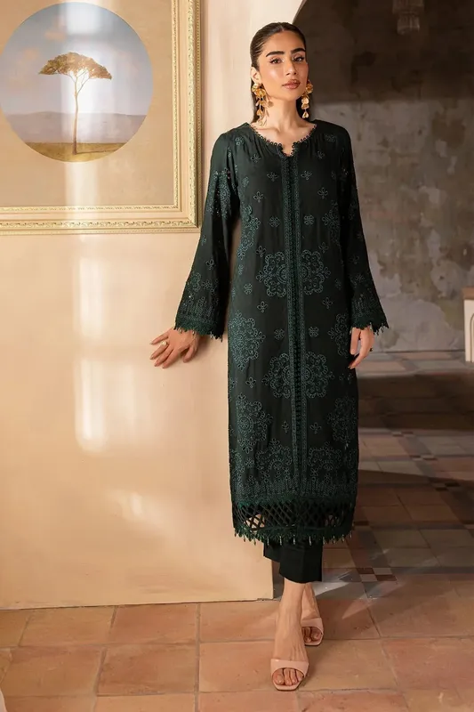 Nureh Shades of Winter Bottle Green Jacquard – view 1 – Poshaq