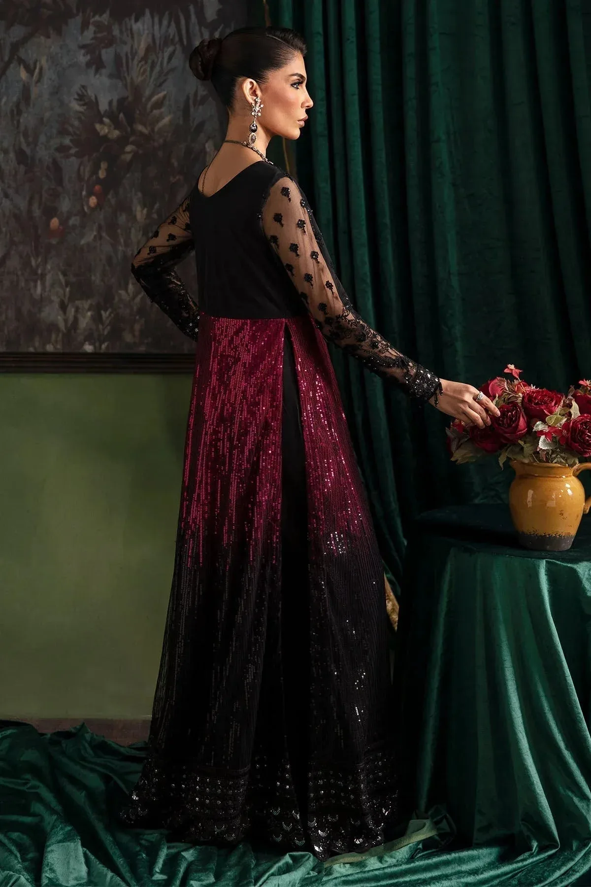Nureh Elanora Formal 24 Maroon Raw Silk – view 2 – Poshaq