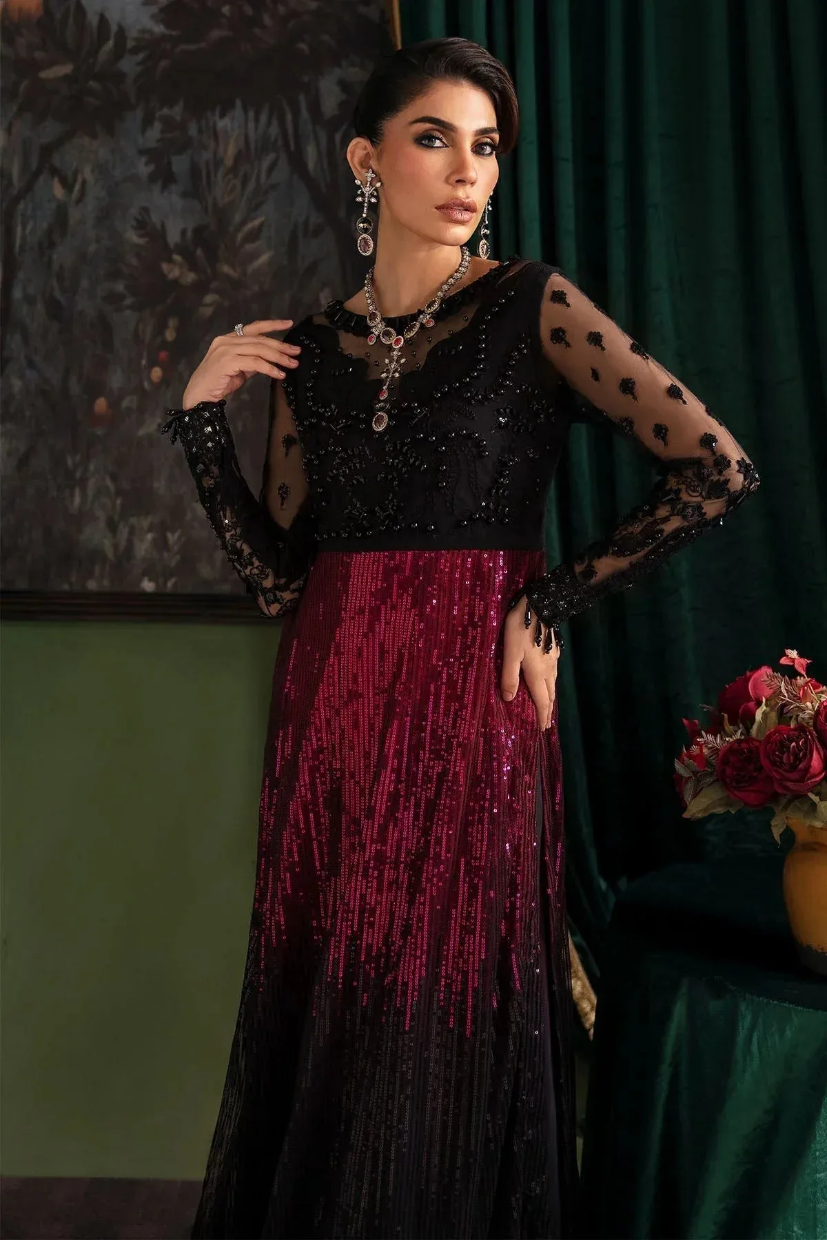 Nureh Elanora Formal 24 Maroon Raw Silk – view 3 – Poshaq