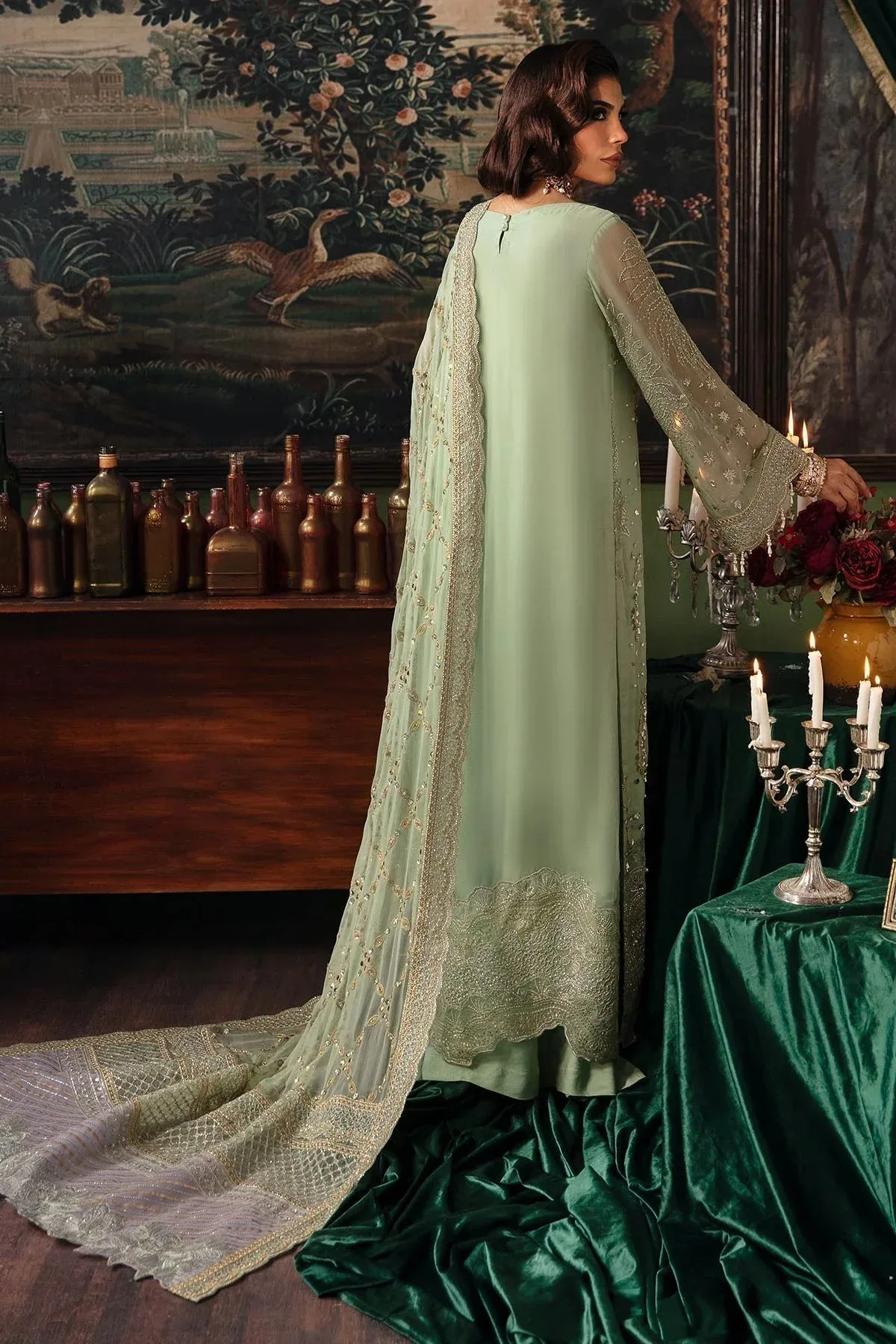 Nureh Elanora Formal 24 Green Raw Silk – view 2 – Poshaq