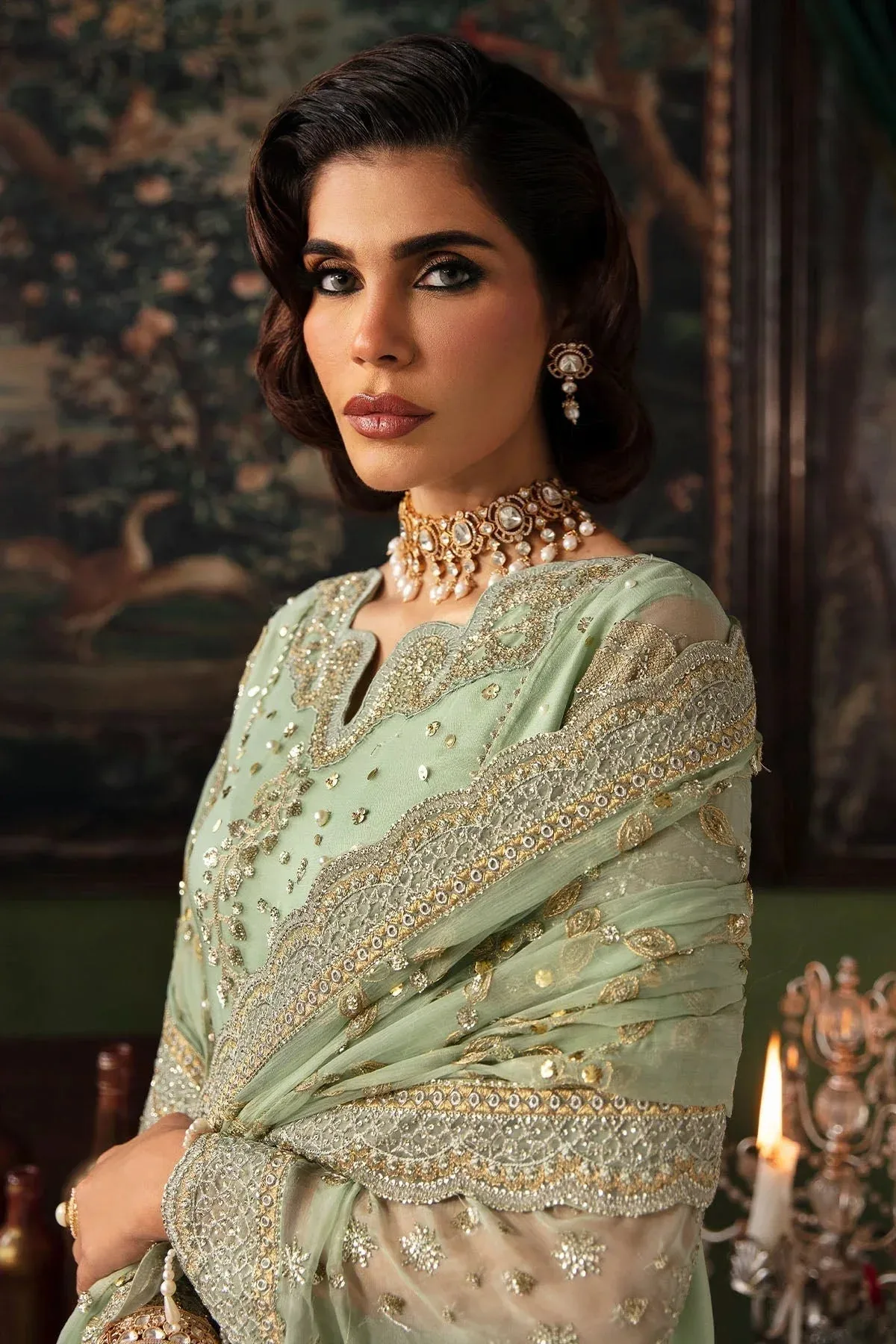Nureh Elanora Formal 24 Green Raw Silk – view 3 – Poshaq