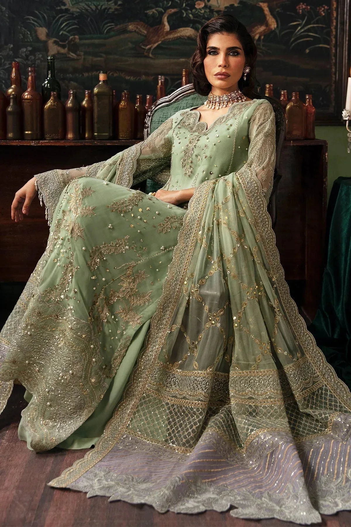 Nureh Elanora Formal 24 Green Raw Silk – view 4 – Poshaq