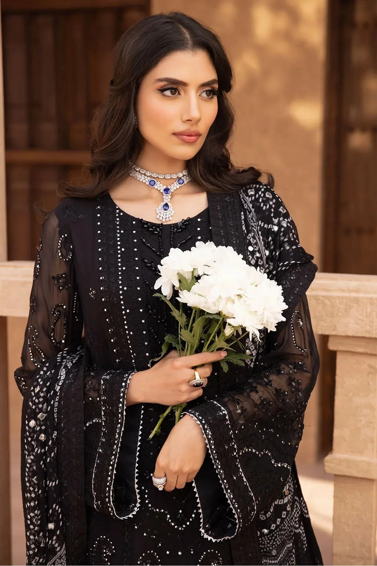 Nureh Elanora Formal 24 Black Raw Silk – view 3 – Poshaq