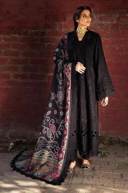 Nureh Bazaar Winter 24 Dark Purple Khaddar – view 1 – Poshaq