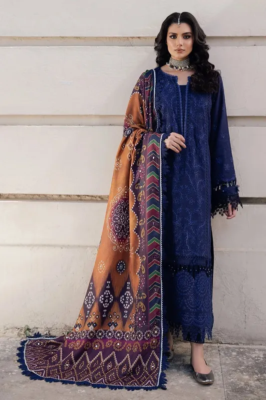 Nureh Bazaar Winter 24 Navy Khaddar – view 1 – Poshaq