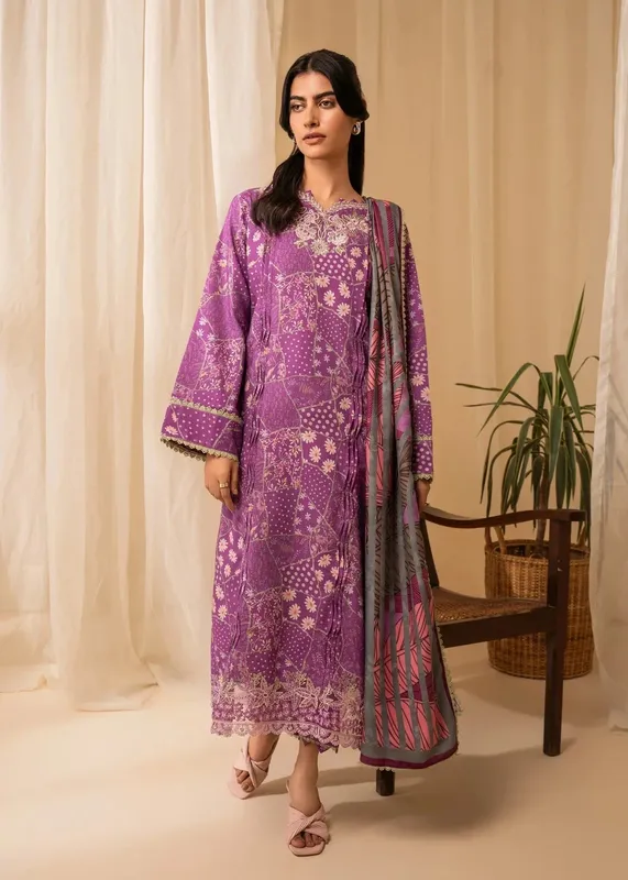 Nureh Shades of Winter Purple Pashmina – view 1 – Poshaq