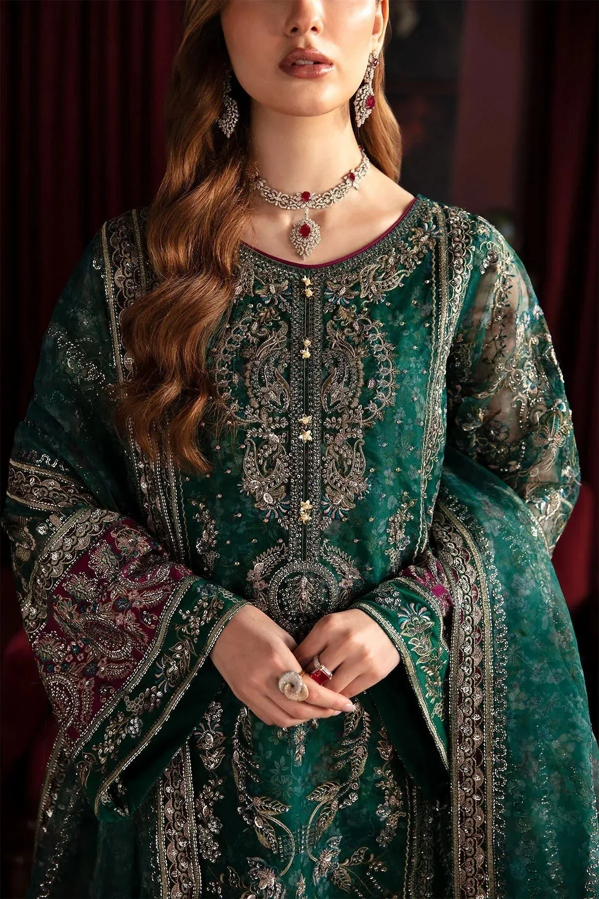 Nureh Elanora Formal 24 Bottle Green Raw Silk – view 3 – Poshaq