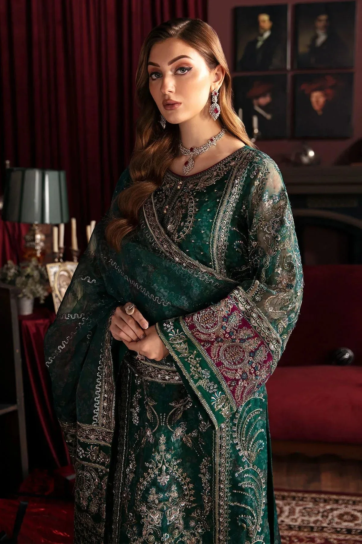 Nureh Elanora Formal 24 Bottle Green Raw Silk – view 4 – Poshaq