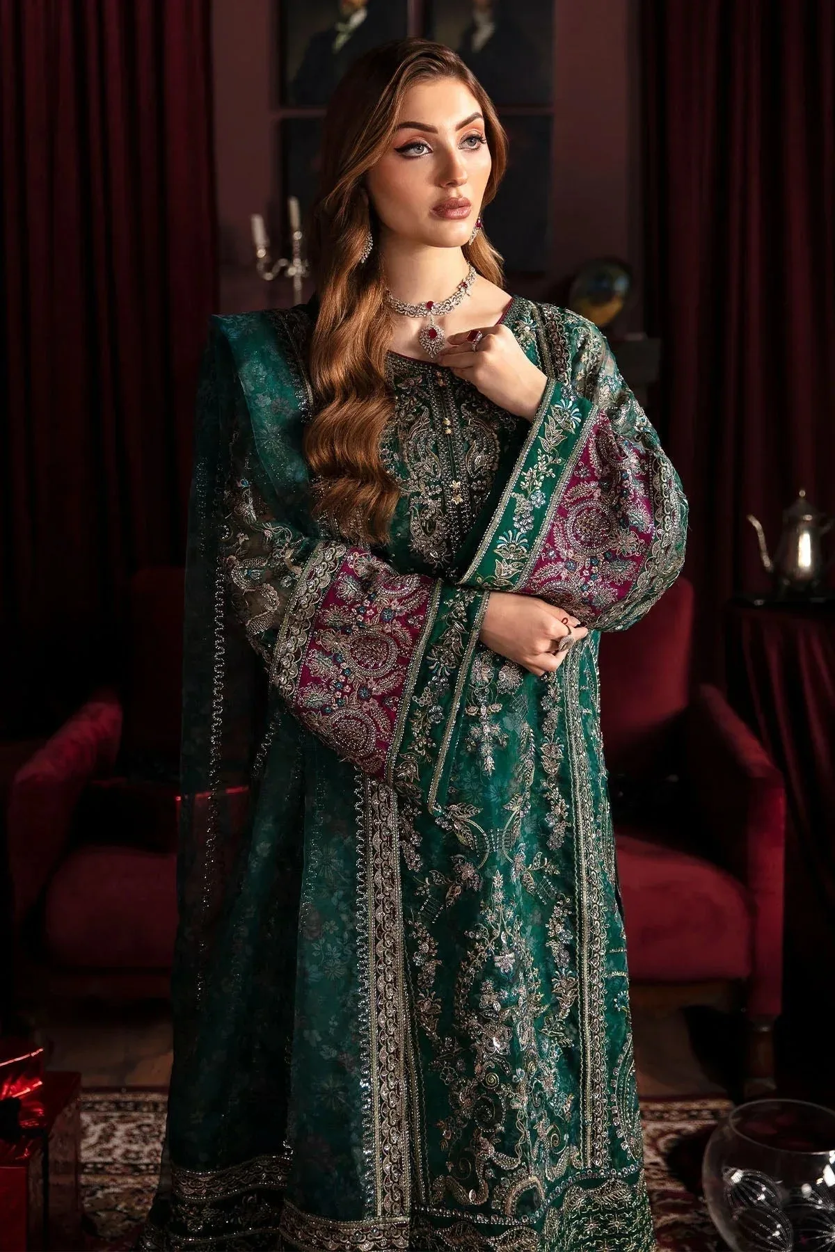 Nureh Elanora Formal 24 Bottle Green Raw Silk – view 6 – Poshaq