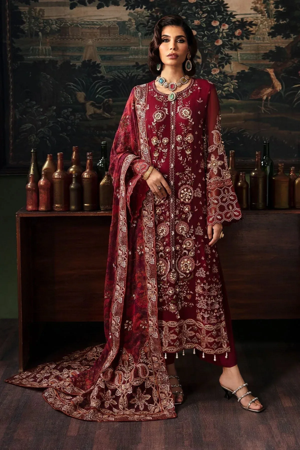 Nureh Elanora Formal 24 Maroon Raw Silk – view 1 – Poshaq