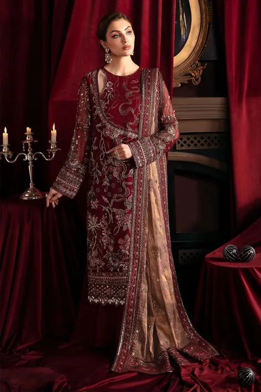 Nureh Elanora Formal 24 Maroon Raw Silk – view 1 – Poshaq