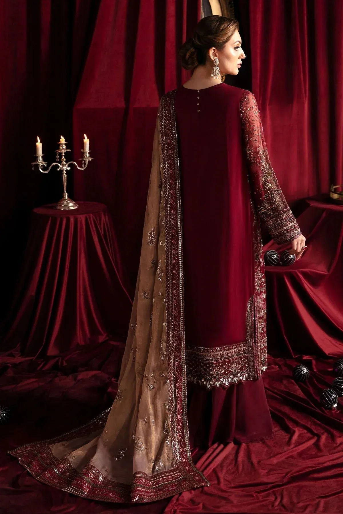 Nureh Elanora Formal 24 Maroon Raw Silk – view 2 – Poshaq