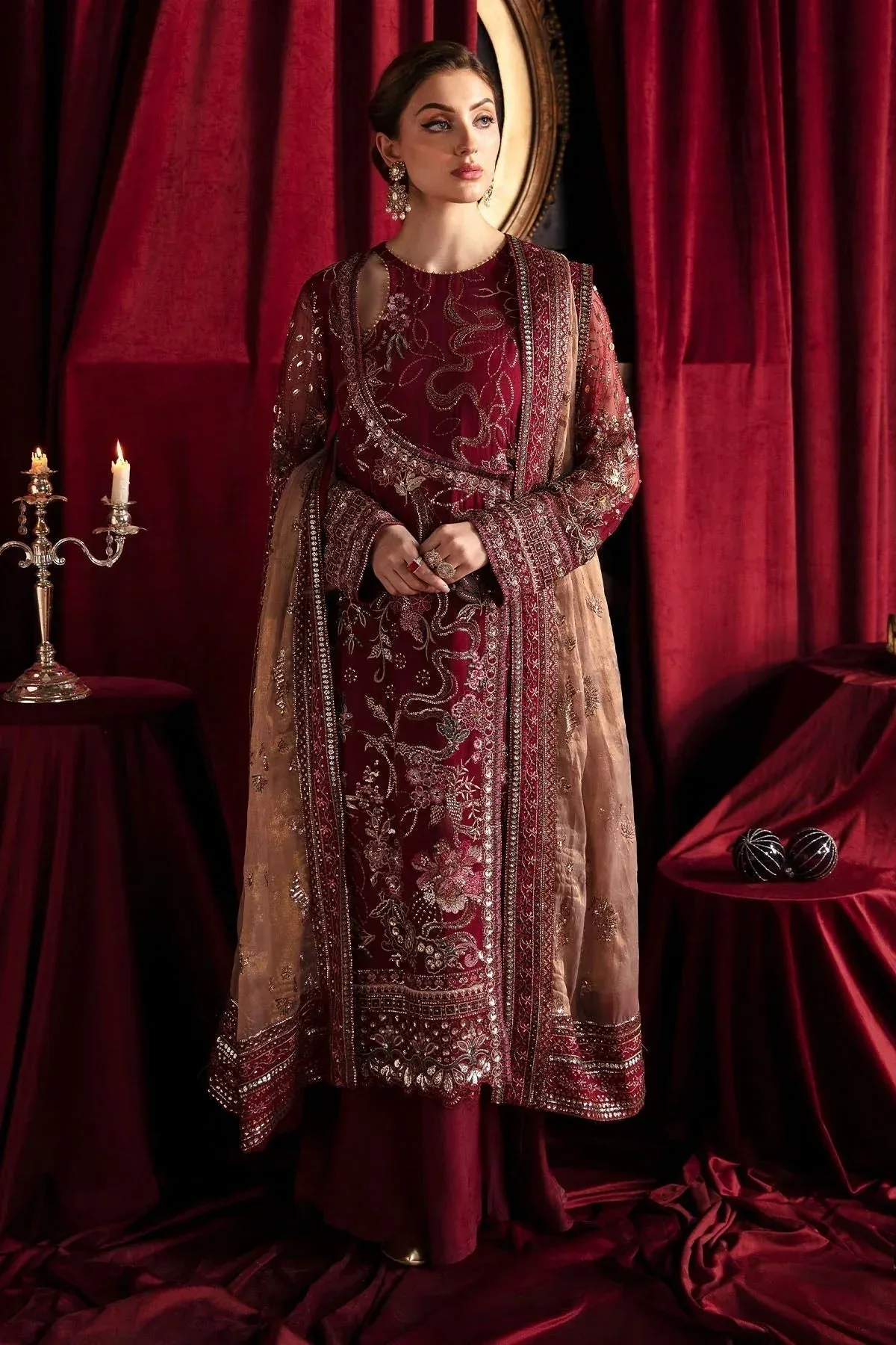 Nureh Elanora Formal 24 Maroon Raw Silk – view 3 – Poshaq