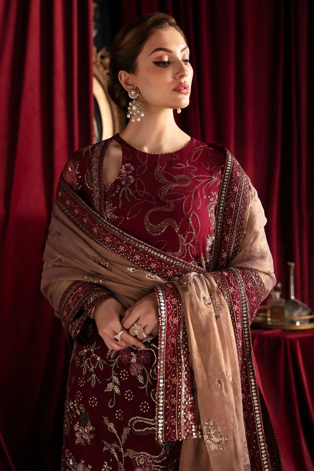 Nureh Elanora Formal 24 Maroon Raw Silk – view 4 – Poshaq