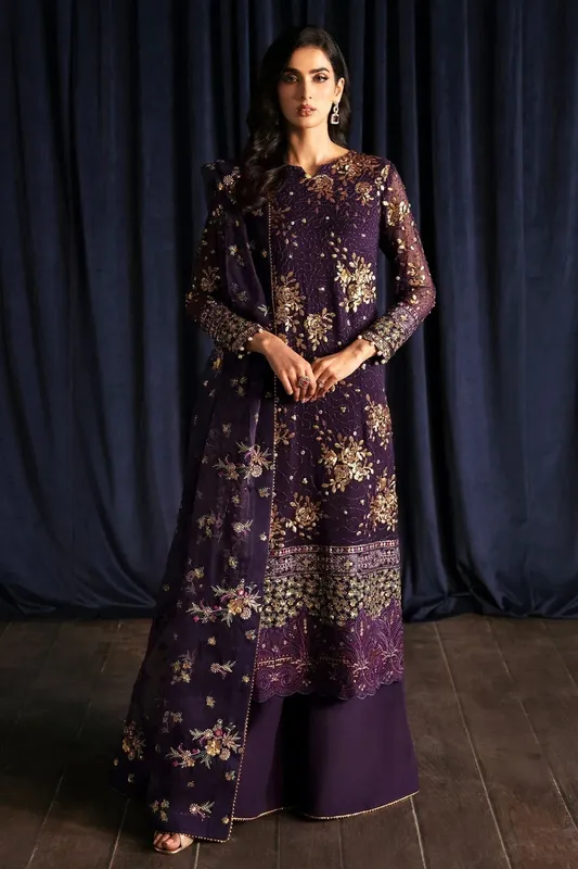 Nureh Elanora Formal 24 Purple Raw Silk – view 1 – Poshaq