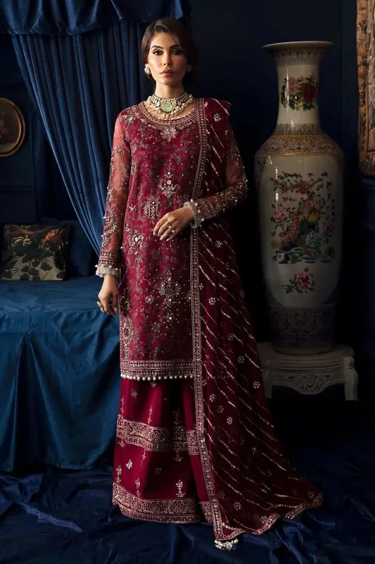Nureh Elanora Formal 24 Maroon Raw Silk – view 1 – Poshaq
