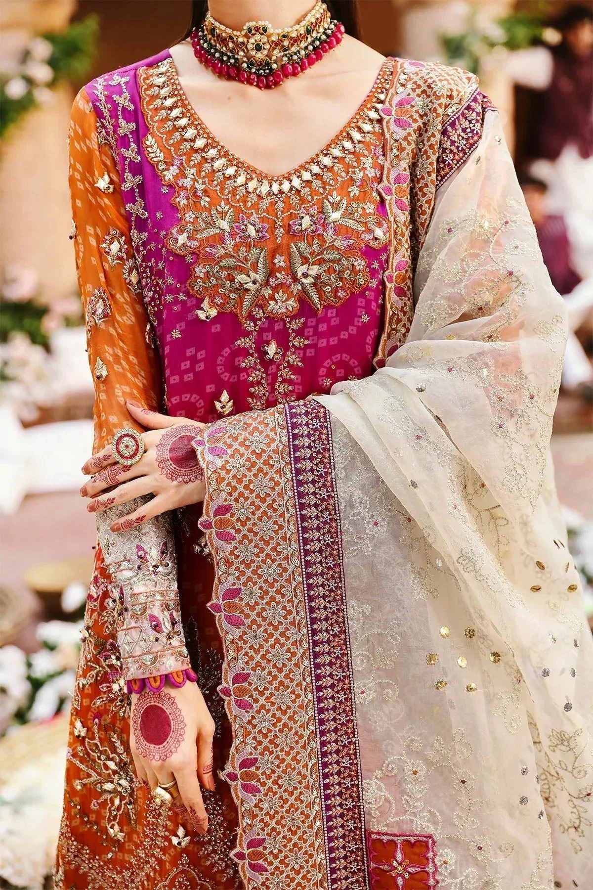 Nureh Jhoomro Wedding Formals Rust Raw Silk – view 6 – Poshaq