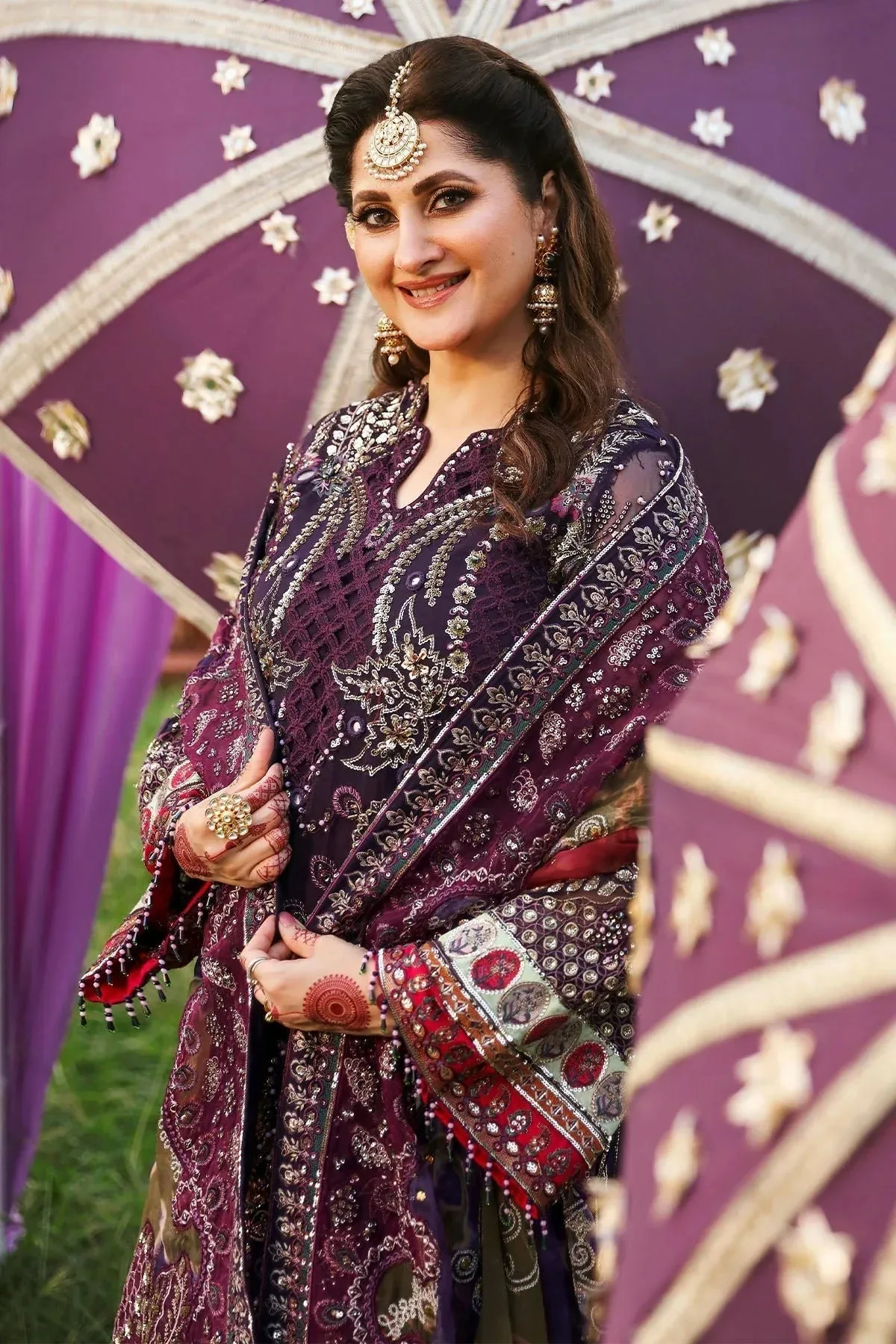 Nureh Jhoomro Wedding Formals Purple Raw Silk – view 4 – Poshaq
