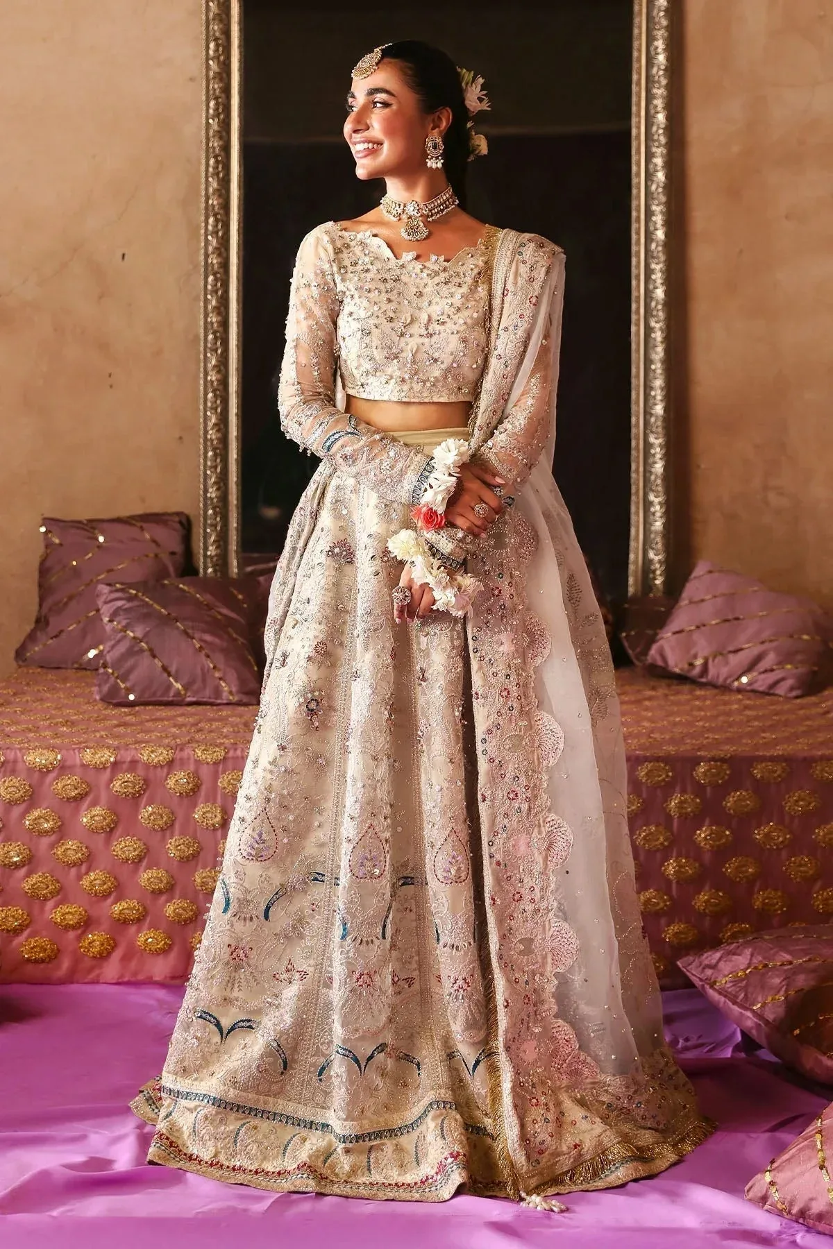 Nureh Jhoomro Wedding Formals Off White Raw Silk – view 1 – Poshaq