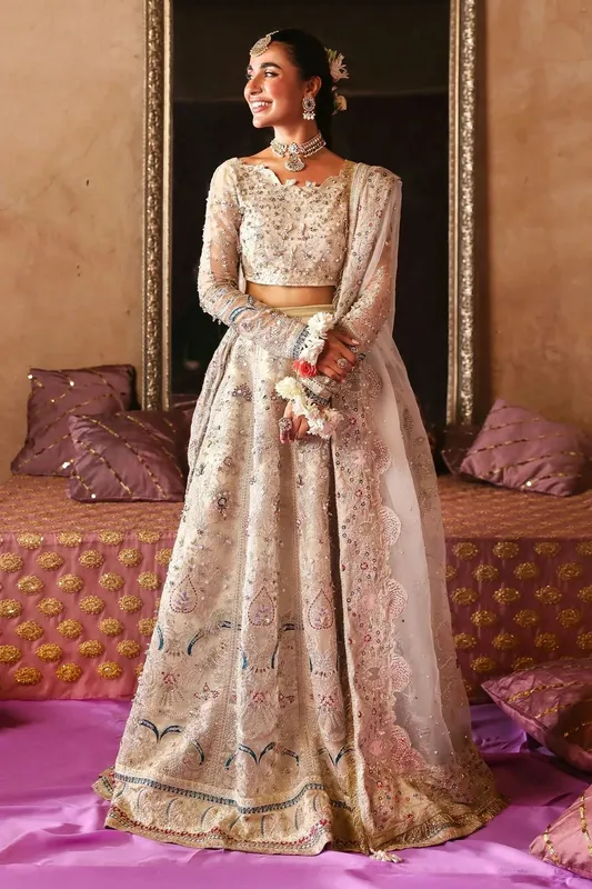 Nureh Jhoomro Wedding Formals Off White Raw Silk – view 1 – Poshaq