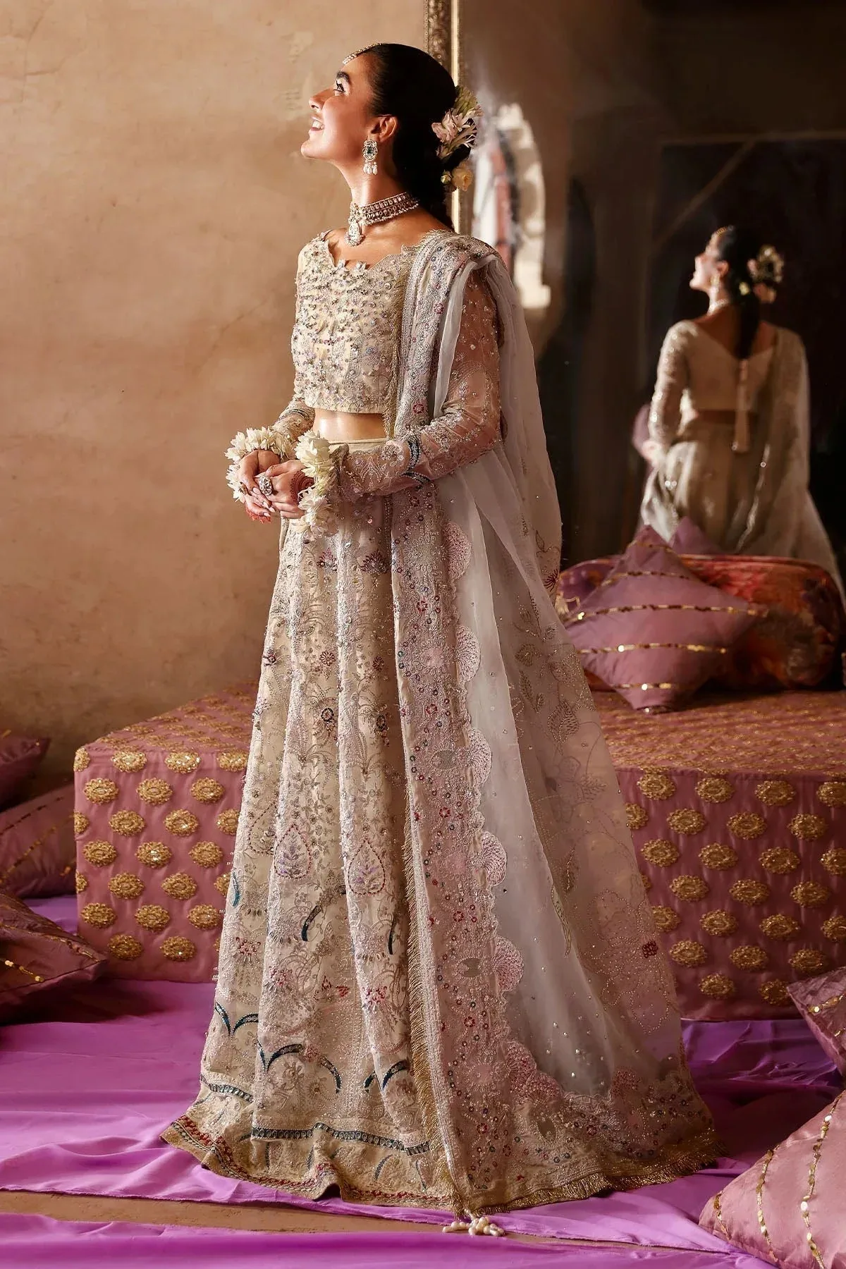 Nureh Jhoomro Wedding Formals Off White Raw Silk – view 8 – Poshaq