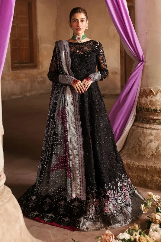 Nureh Jhoomro Wedding Formals Black Raw Silk – view 1 – Poshaq