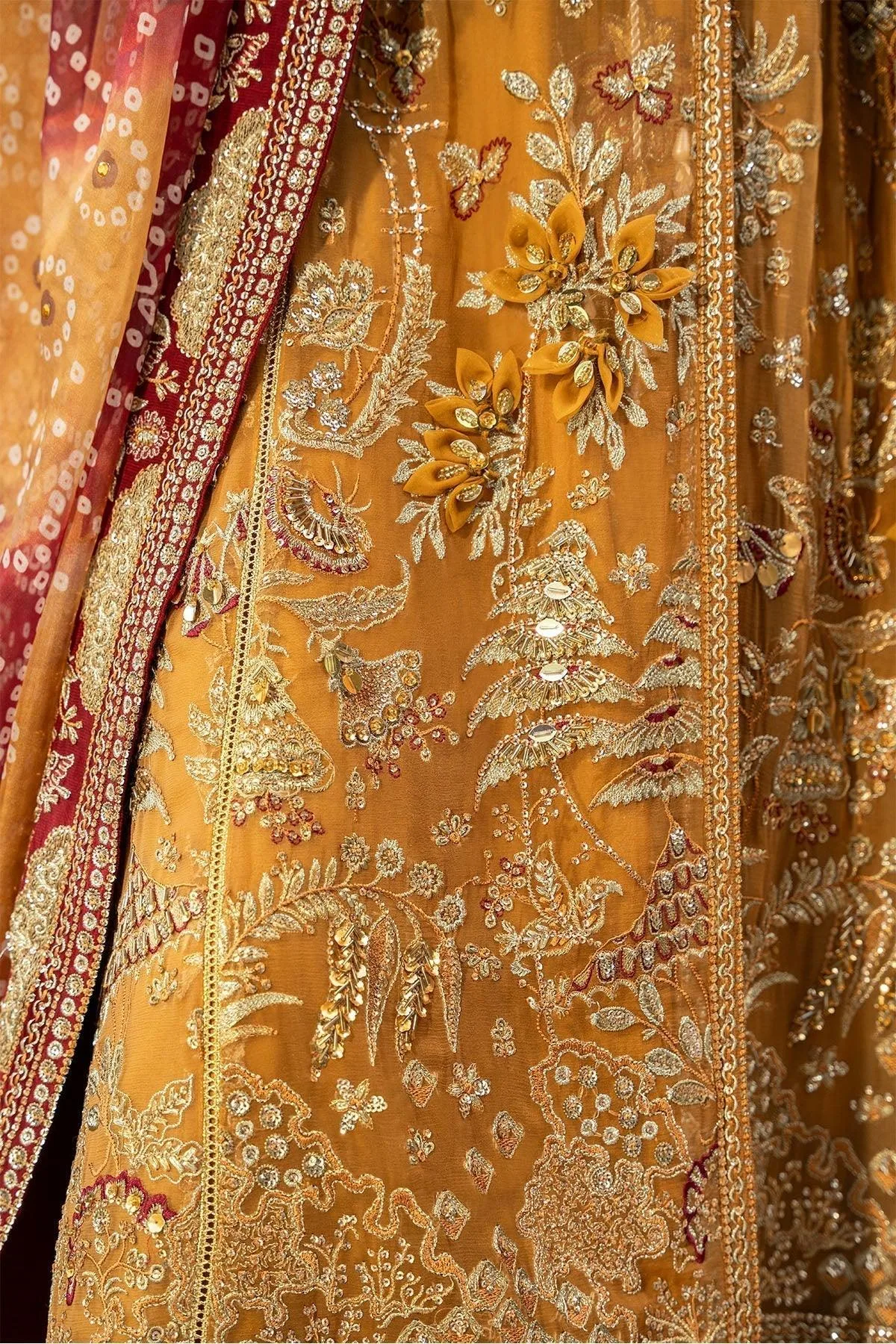 Nureh Jhoomro Wedding Formals Mustard Organza – view 5 – Poshaq