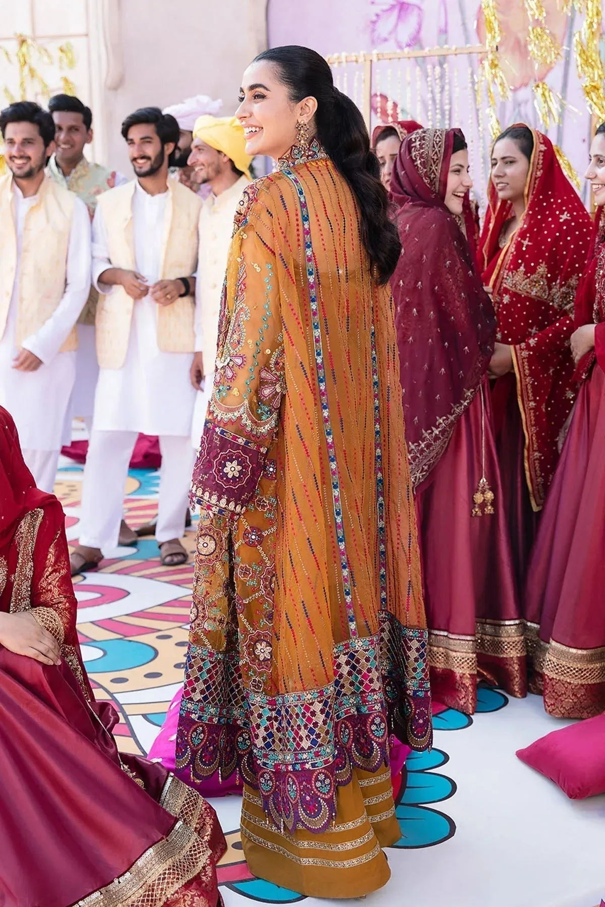 Nureh Jhoomro Wedding Formals Mustard Raw Silk – view 6 – Poshaq