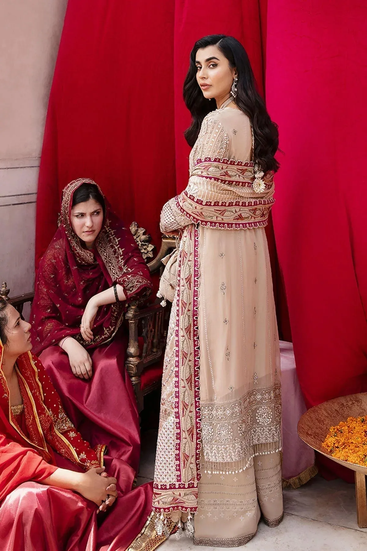 Nureh Jhoomro Wedding Formals Beige Raw Silk – view 4 – Poshaq
