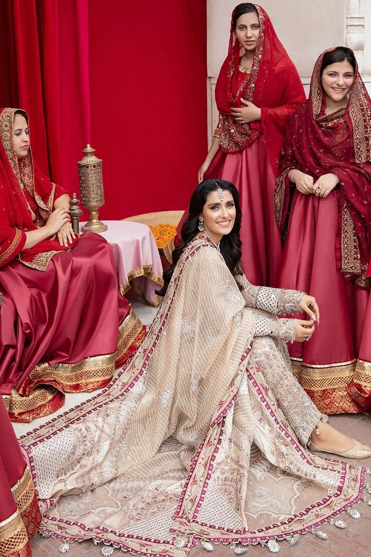 Nureh Jhoomro Wedding Formals Beige Raw Silk – view 6 – Poshaq