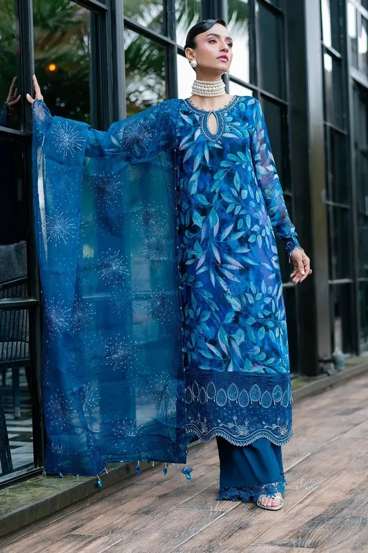 Nureh Ballerina Formals Blue Raw Silk – view 1 – Poshaq