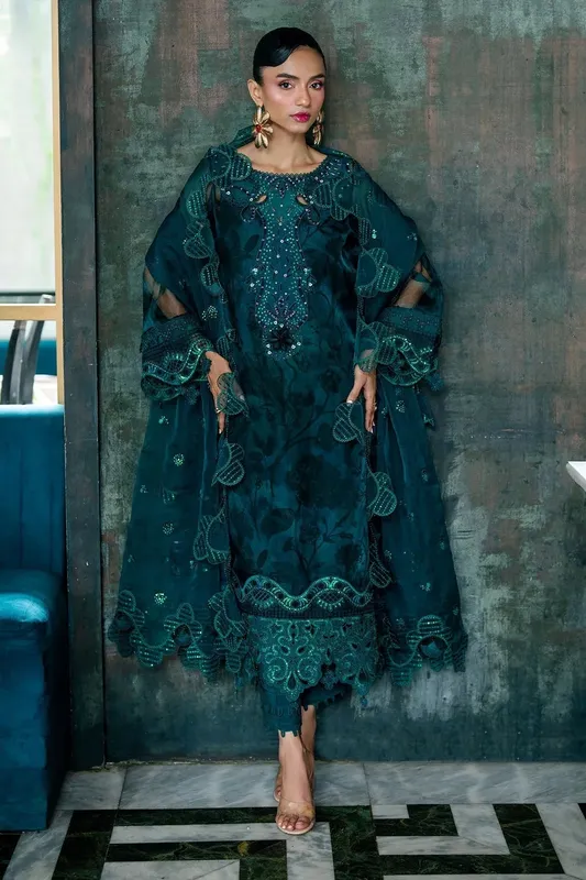 Nureh Ballerina Formals Teal Raw Silk – view 1 – Poshaq