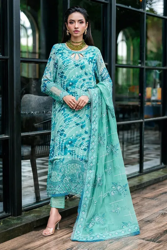 Nureh Ballerina Formals Ferozi Chiffon – view 1 – Poshaq