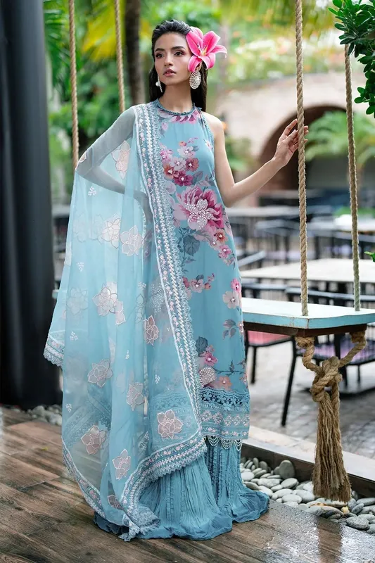 Nureh Ballerina Formals Blue Raw Silk – view 1 – Poshaq