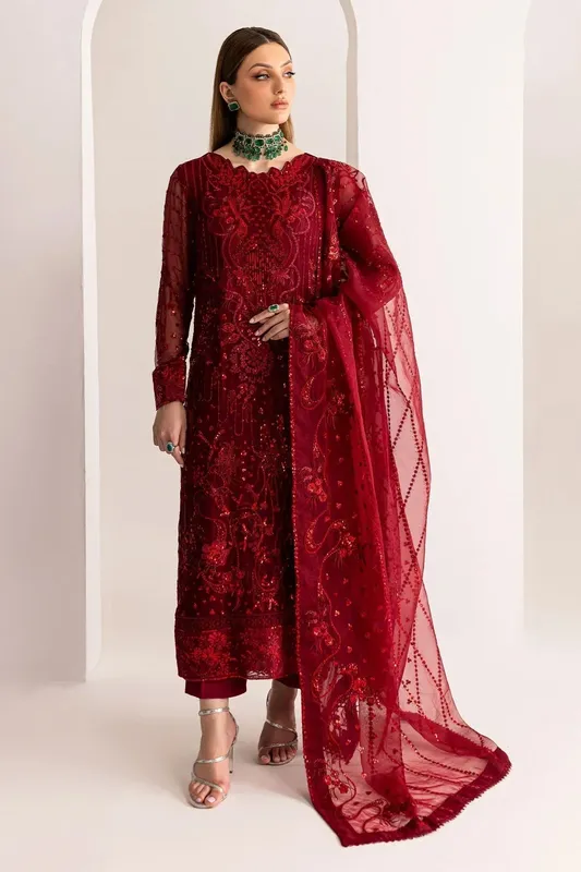 Nureh Fancy Formals Maroon Raw Silk – view 1 – Poshaq