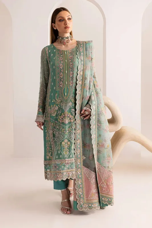 Nureh Fancy Formals Green Raw Silk – view 1 – Poshaq