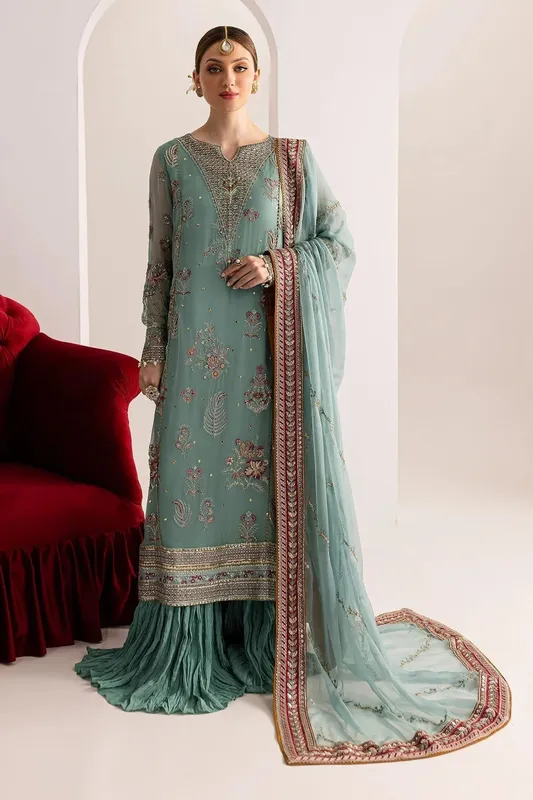 Nureh Fancy Formals Grey Raw Silk – view 1 – Poshaq