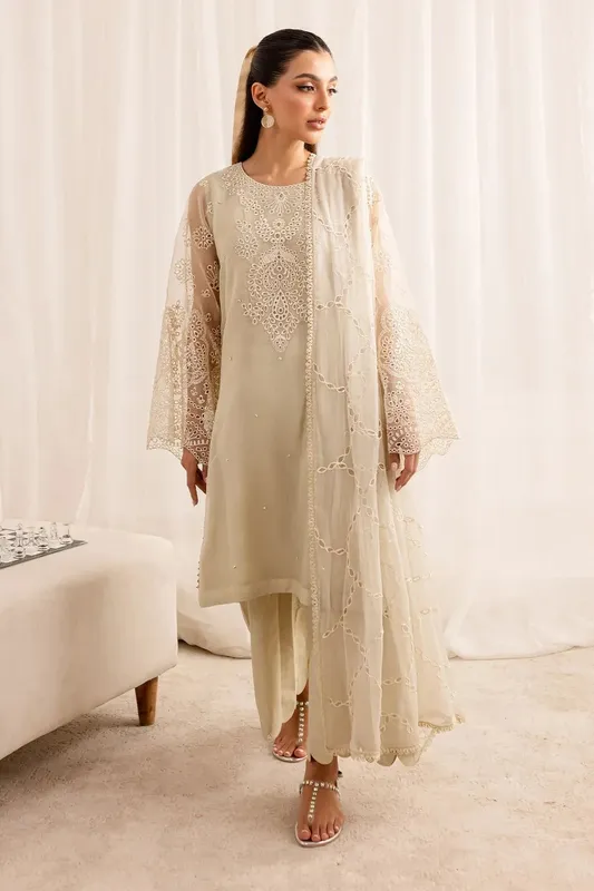 Nureh Fancy Formals Grey Raw Silk – view 1 – Poshaq