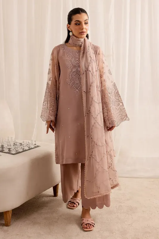 Nureh Fancy Formals Pink Raw Silk – view 1 – Poshaq
