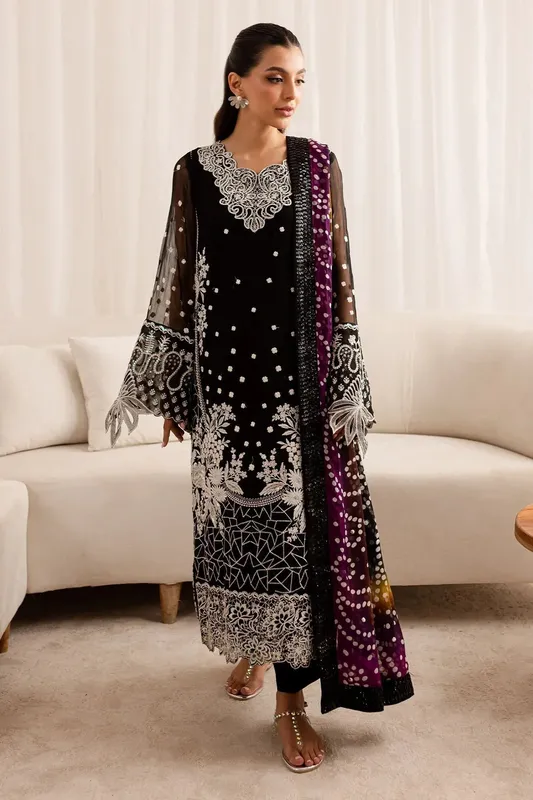 Nureh Fancy Formals Black Chiffon – view 1 – Poshaq