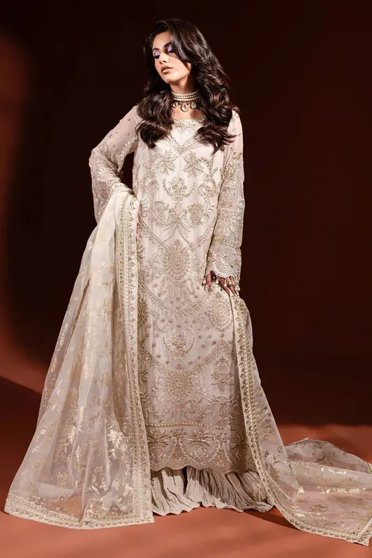 Nureh Fancy Formals White Organza – view 1 – Poshaq