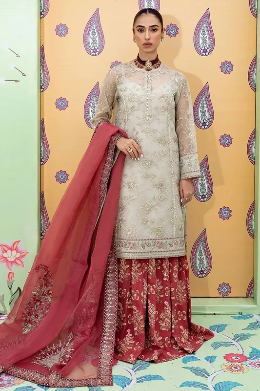 Nureh Fancy Formals Maroon Raw Silk – view 1 – Poshaq