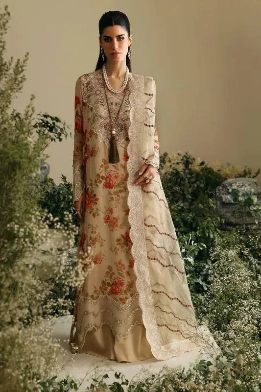 Nureh Amaya Formals Beige Raw Silk – view 1 – Poshaq