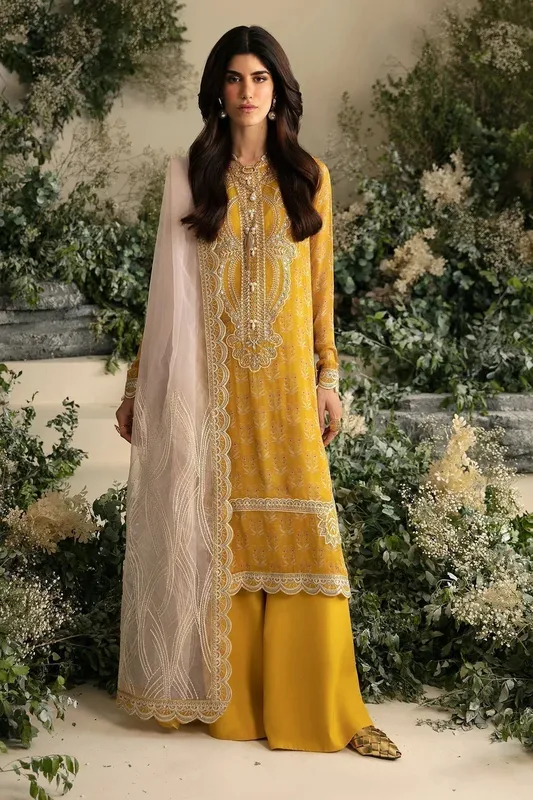 Nureh Amaya Formals Yellow Raw Silk – view 1 – Poshaq