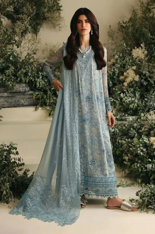 Nureh Amaya Formals Blue Raw Silk – view 1 – Poshaq