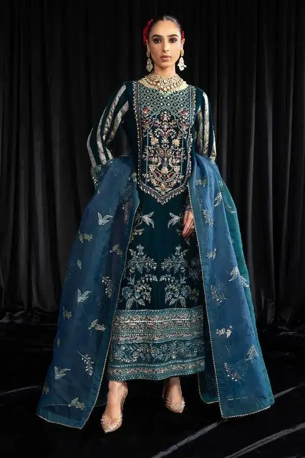 Nureh Maya Velvet 23 Teal Raw Silk – view 1 – Poshaq