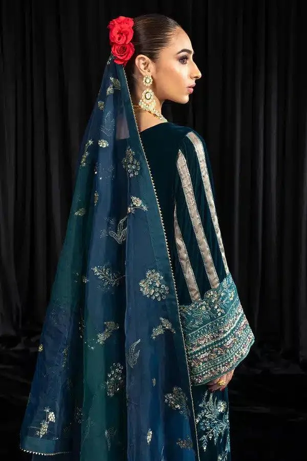 Nureh Maya Velvet 23 Teal Raw Silk – view 4 – Poshaq